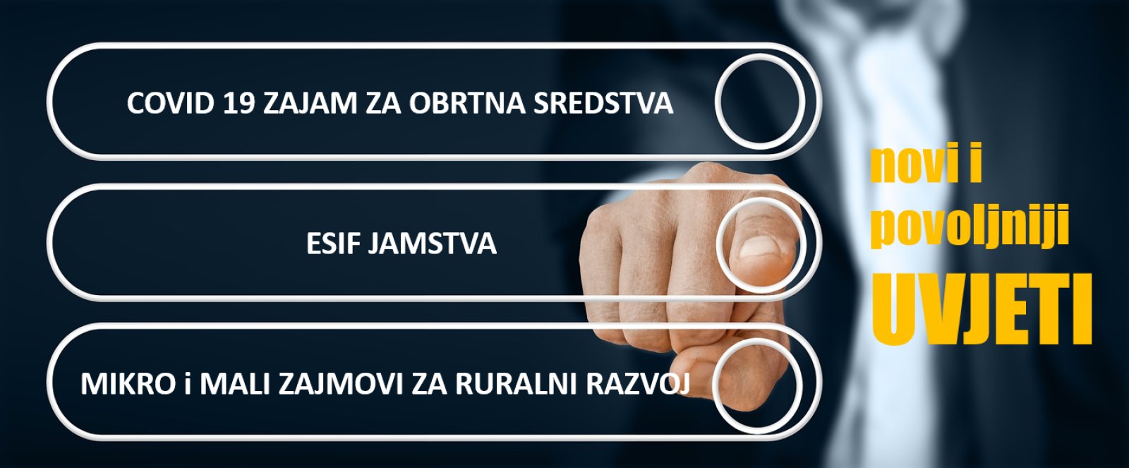 Od sutra programi po znatno povoljnijim uvjetima za „COVID-19 zajmove za obrtna sredstva”, “Mikro i male zajmove za ruralni razvoj” i “ESIF jamstva”