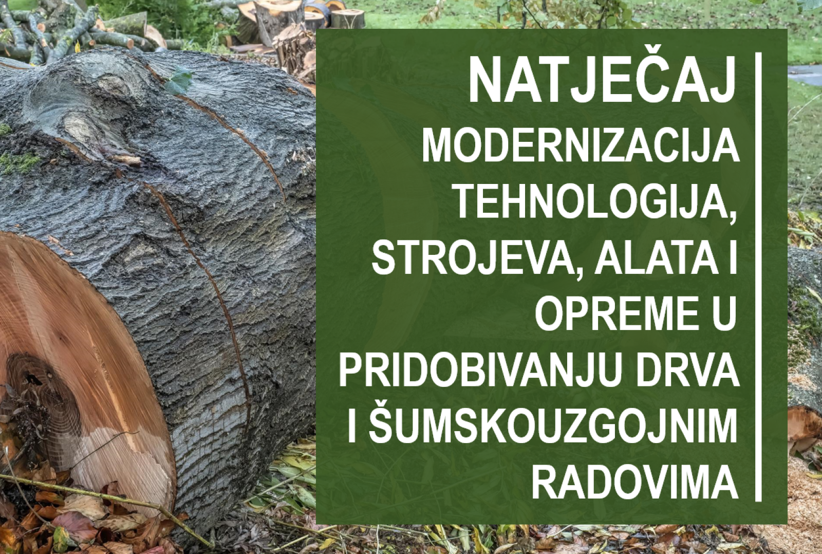 Natječaj- Modernizacija tehnologija, strojeva, alata i opreme u pridobivanju drva i šumskouzgojnim radovima