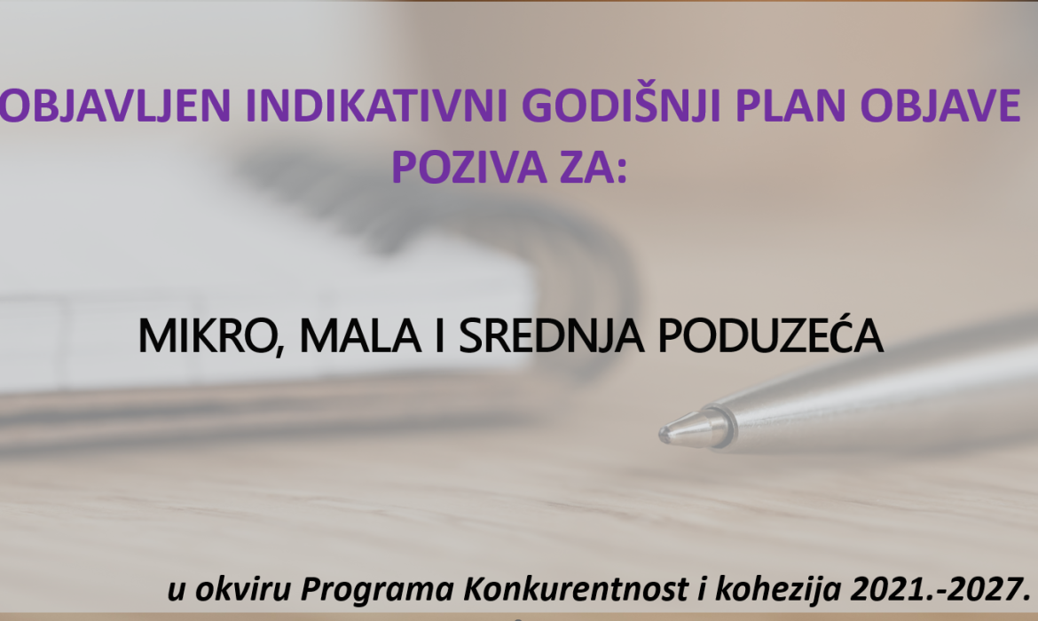 Objavljen indikativni godišnji plan objave poziva za MIKRO, MALA I SREDNJA PODUZEĆA
